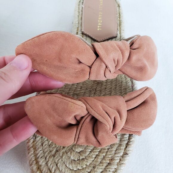 Loeffler Randall Espadrille Platform Slide Sandals Womens 38 Brown Suede Boho - Picture 10 of 12